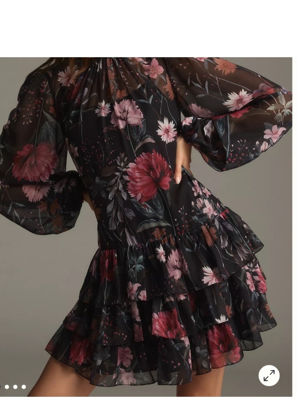 NWT Mac Duggal IEena Floral Ruffle Chiffon Dress Size 12 - Picture 1 of 11